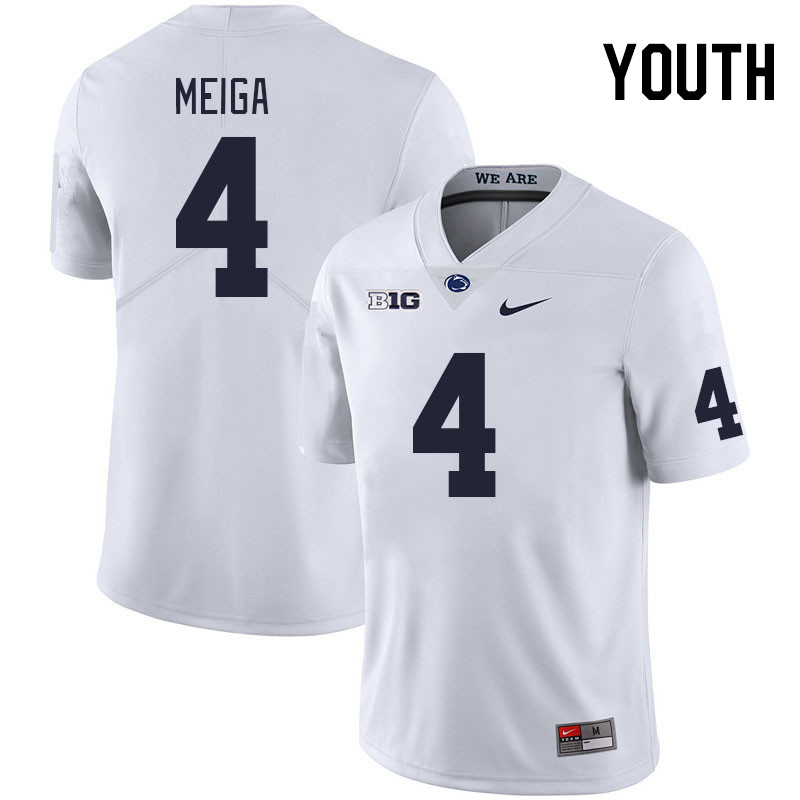 Youth #4 Malick Meiga Penn State Nittany Lions College Football Jerseys Stitched Sale-White